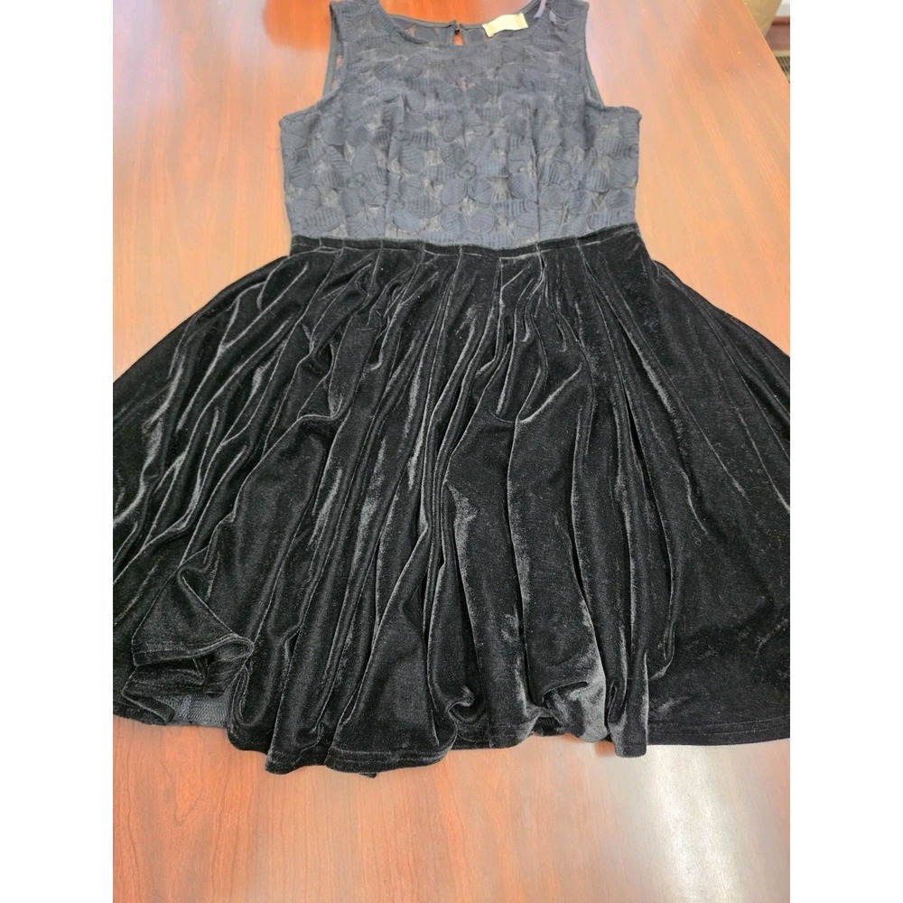Altar'd State Womens Medium Black Velvet Sleeveless Dress Textured Bodice Party